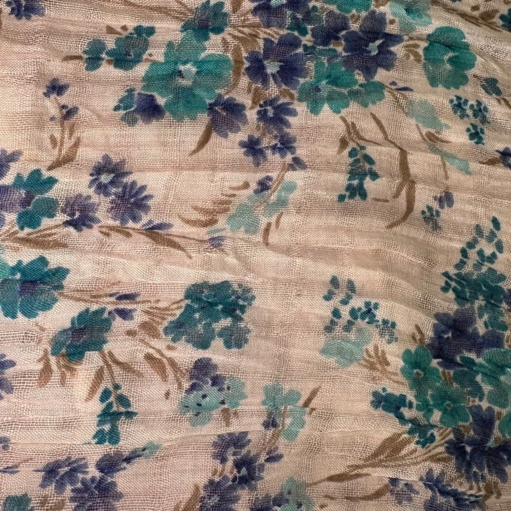 Floral Scarf‎ Lightweight White Blue Teal Summer Spring Shawl Wrap